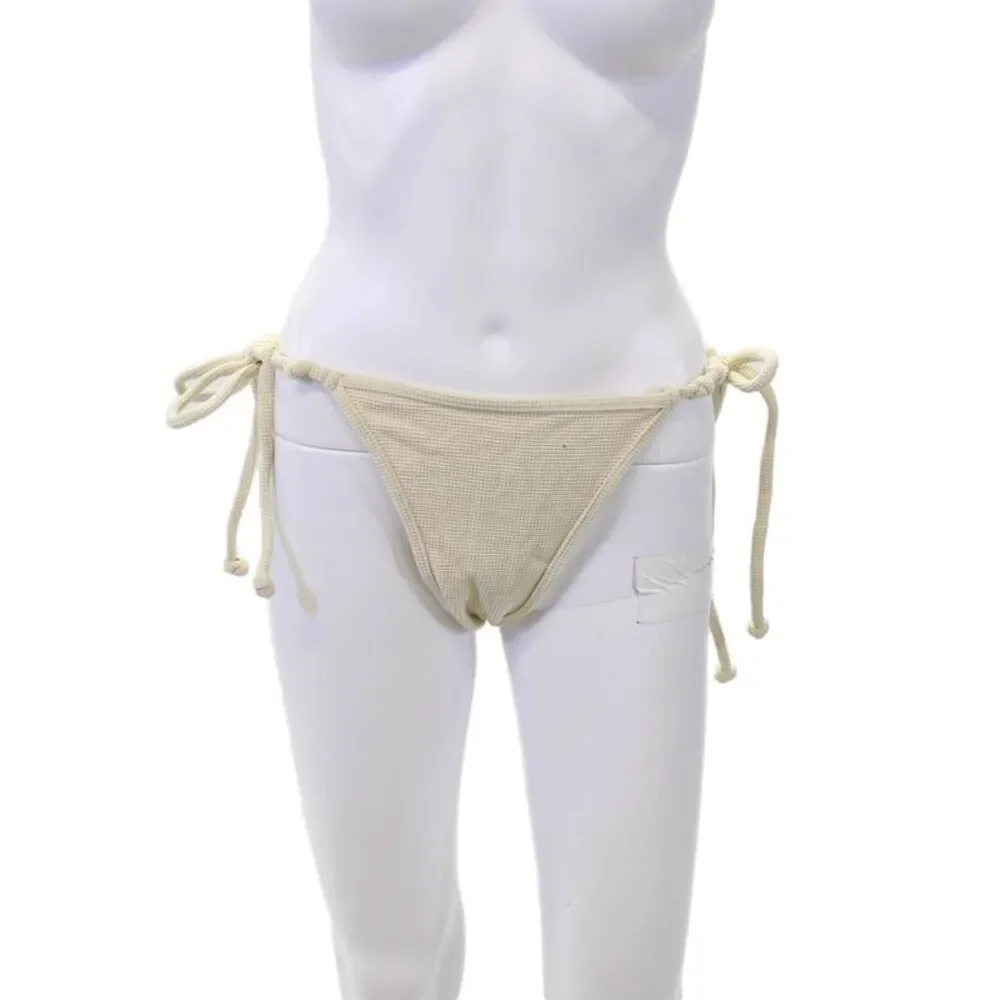 Devon Windsor Womens Swimwear Tied Stretch Cheeky Bikini Bottom Beige Size XL